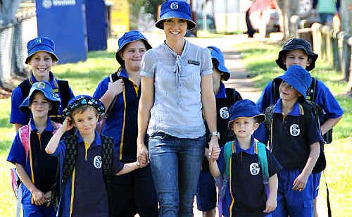SAFE PASSAGE: Gympie South State School students (from left) Mary Allen, Hayley Keogh, Liam Smith, Eily King, Dylan Ebsworth, Sophie Wharton Lachlan Kennedy and Alec Ball put in some practice for Walk Safely to School Day today with deputy principal Rachel Alexander. SAFE PASSAGE: Gympie South State School students (from left) Mary Allen, Hayley Keogh, Liam Smith, Eily King, Dylan Ebsworth, Sophie Wharton Lachlan Kennedy and Alec Ball put in some practice for Walk Safely to School Day today with deputy principal Rachel Alexander.